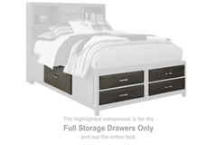 This set of full storage drawers is made with wood, veneers and engineered wood. Pairs with other items in the series to make a bed kid kit.<br><br><b>Additional Dimensions</b><br><ul><li>Drawer interior (4): 0-"</li><li>Drawer interior: 0-"</li></ul><br/