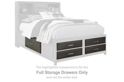 This set of full storage drawers is made with wood, veneers and engineered wood. Pairs with other items in the series to make a bed kid kit.<br><br><b>Additional Dimensions</b><br><ul><li>Drawer interior (4): 0-"</li><li>Drawer interior: 0-"</li></ul><br/