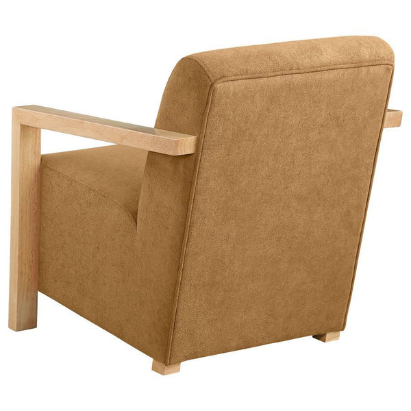 Diego - Upholstered Accent Arm Chair With Wood Arms - Honey