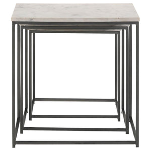 Medora - 3 Piece Marble Top Nesting Table Set - White