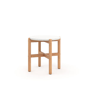 Introducing the Solstice Outdoor End Table with Terrazzo Top, a stunning addition to your outdoor living space. Crafted from FSC Certified Acacia Solid Wood, this side table is both durable and eco-friendly, promising years of enjoyment. The light, clear 