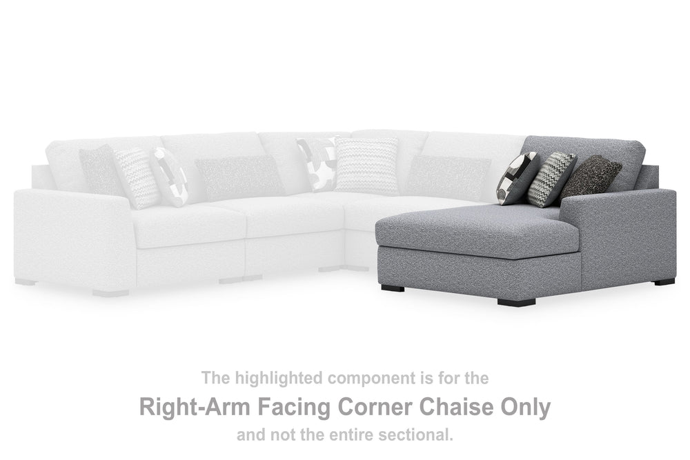 This right-arm facing corner chaise is made with Next-Gen Nuvellaâ„¢ (polyester) fade-resistant, washable fabric. Fully finished on all sides, it pairs with other items in the series to make a modular sectional.<br><br><b>Additional Dimensions</b><br><ul>