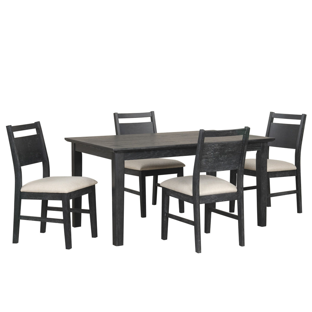 The Sable Crest 5 Piece Dining Set brings lasting quality and sophisticated design to your dining space. Crafted from solid Rubberwood, premium engineered woods, and finished with real Oak wood veneers, this set balances robust construction with a refined