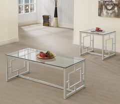 Merced - 2 Piece Rectangular Coffee And End Table Set - Nickel