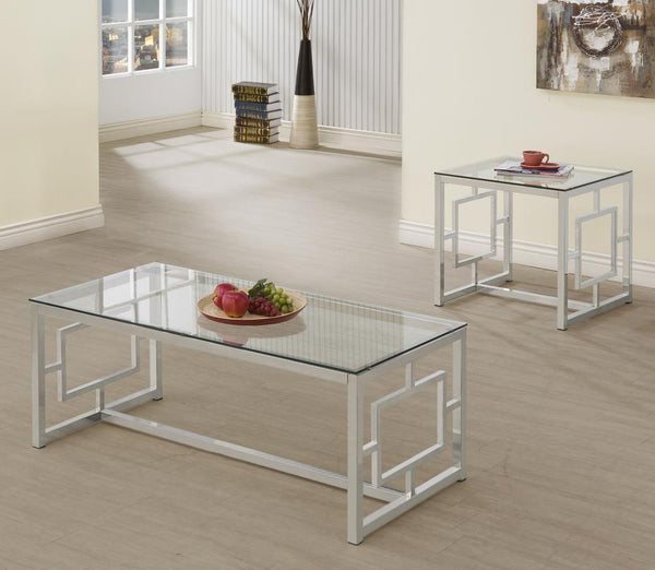 Merced - 2 Piece Rectangular Coffee And End Table Set - Nickel