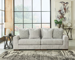 Sit back and enjoy the velvety softness of this sectional. Its contemporary design is accentuated by a subtle chevron pattern that masters the art of smart and sophisticated style. <h4><b>Regent Park - Pewter - LAF Corner Chair</b></h4> <table width=-"100