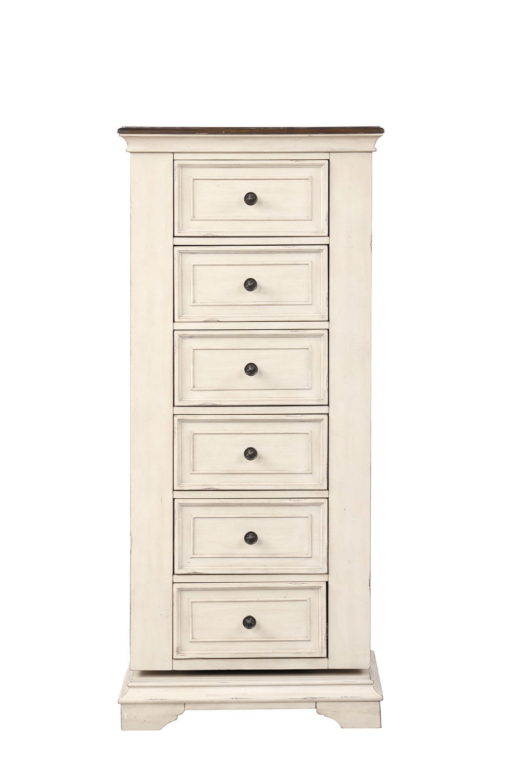 This Chest is the perfect way to upgrade your bedroom. Made of poplar solids and oak veneers, this chest is both durable and beautiful. The ball bearing drawer glide ensures smooth and effortless operation, while the velvet lined drawers add a touch of el