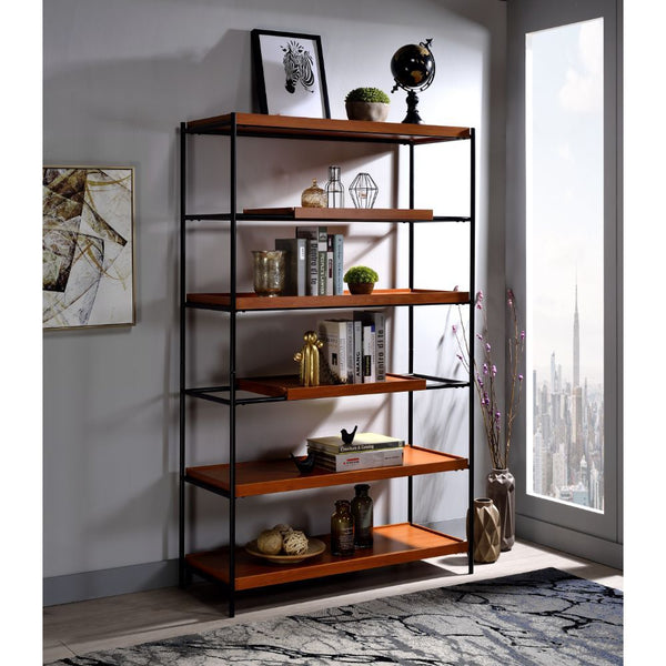  Fixed) â€¢ Orientation: Freestanding (Wall Tall) â€¢ Wooden Shelves: Honey Oak â€¢ Metal Frame: Black Finish (Back Open) â€¢â€¢ CONSTRUCTION] Wooden Shelves: Pape