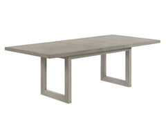 Introducing a dining set that seamlessly blends minimalism with contemporary elegance. Anchoring the ensemble is a robust table featuring a muted, natural finish that highlights the woodgrain detail. Accompanied by sleek chairs upholstered in a plush, neu