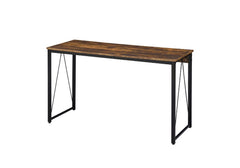 Simple, bold, and appealing, the Zaidin Desk will give your workplace a distinct look with rustic industrial style. Founded atop a black-finished metal base that is accented with reverse -"V-" shaped support, the distressed wooden table with minimal detai