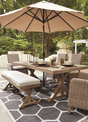 Beachcroft - Beige - RECT Dining Table w/Umb OPT