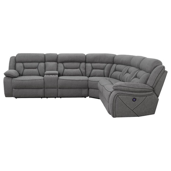 Higgins - Upholstered Power Reclining Sectional Sofa - Gray