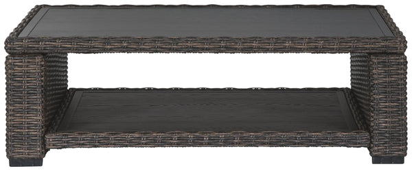  this outdoor tableâ€™s resin wicker base and rust-proof aluminum frame ensure ca