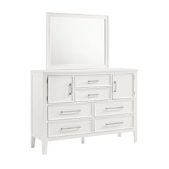 The Andover 2-Piece Wood Dresser and Mirror Set in White offers a perfect blend of durability, style, and functionality, making it a standout addition to any bedroom. This set includes a dresser and a matching mirror, both expertly crafted from solid Rubb