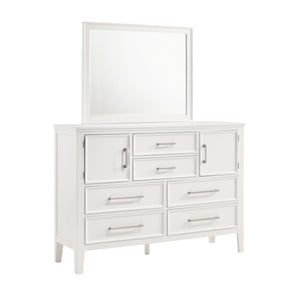 The Andover 2-Piece Wood Dresser and Mirror Set in White offers a perfect blend of durability, style, and functionality, making it a standout addition to any bedroom. This set includes a dresser and a matching mirror, both expertly crafted from solid Rubb