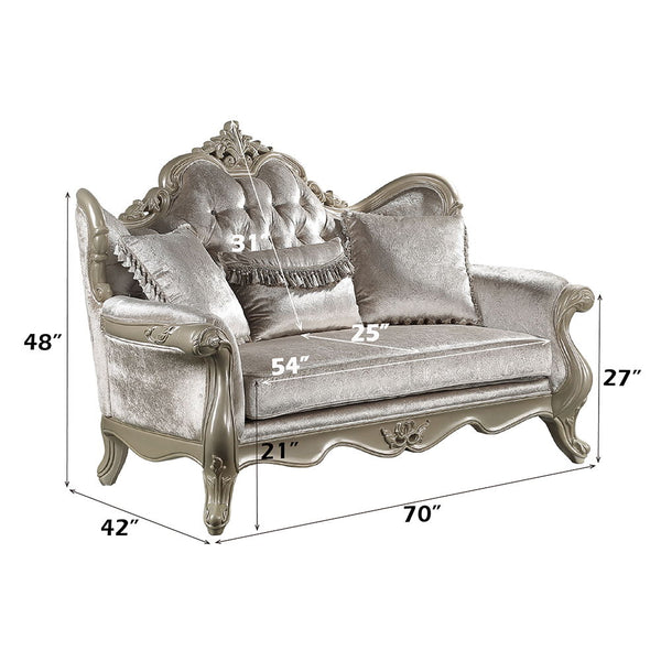  and armrests with a wooden inner frame. The tight back and loose seat cushions