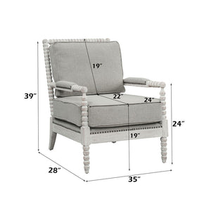 Saraid - Accent Chair - Gray Linen & Light Oak Finish