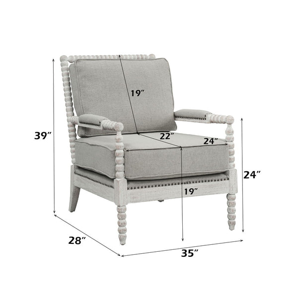 Saraid - Accent Chair - Gray Linen & Light Oak Finish