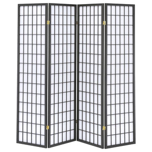 Roberto - 4-Panel Room Divider Folding Shoji Screen - Dark Gray