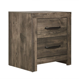 Introducing the Misty Lodge 2-Drawer Nightstand in Greige, a stylish and functional addition to your bedroom dÃ©cor. Crafted with durability and eco-friendliness in mind, this nightstand is constructed using manufactured woods and environmentally consciou