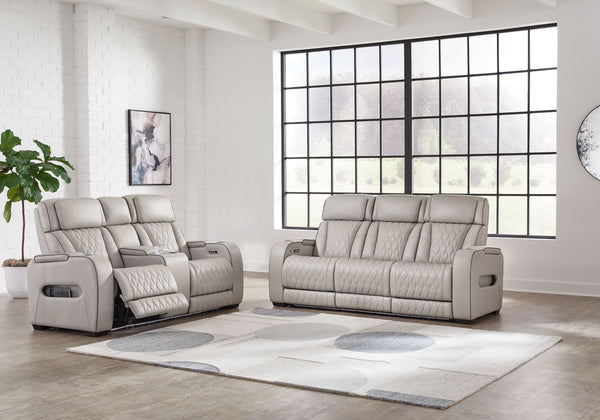 Ready to take your reclining experience to the next level? Then sit up and take notice. With this power reclining living room set, ultimate relaxation is at your fingertips. Experience the pure bliss of an air massage system and heated seats at the touch 