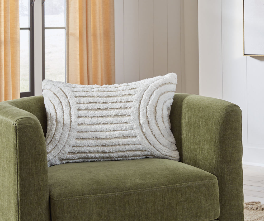 Make relaxing on your bed or couch a little cozier. With its snuggly-soft texture and tufted geometric design in white and tan, this throw pillow is the perfect choice to make a casually cool statement with your decor.<br/><br/><b>Product Features</b><ul>