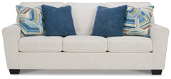 Need a simple style refresh? Liven up your living room essentials with this sofa sleeper. A chunky silhouette holds invitingly ample cushioning youâ€™ll long to lounge in. Crosshatched upholstery and accent pillows give the otherwise casual design a delig
