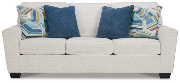 Need a simple style refresh? Liven up your living room essentials with this sofa sleeper. A chunky silhouette holds invitingly ample cushioning youâ€™ll long to lounge in. Crosshatched upholstery and accent pillows give the otherwise casual design a delig