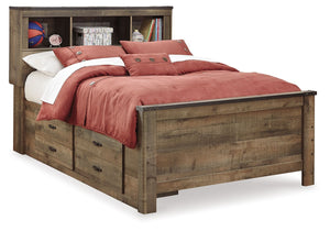  this full bookcase bed with two-sided storage matches their authenticity. Its rustic finish