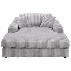 Hilde - Chaise With 2 Pillows - Light Gray Corduroy