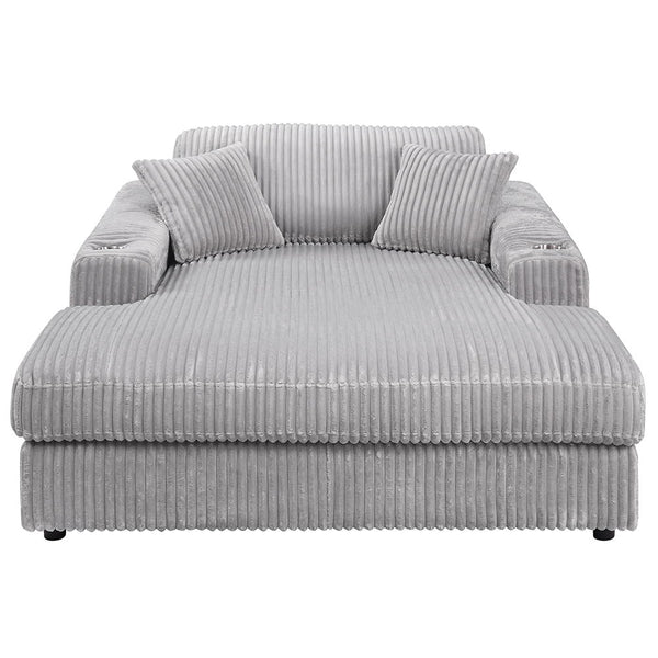 Hilde - Chaise With 2 Pillows - Light Gray Corduroy