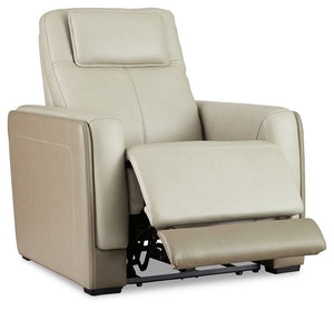  with two-tone upholstery in neutral hues creating subtly striking visual intrigue. And with one-touch reclining
