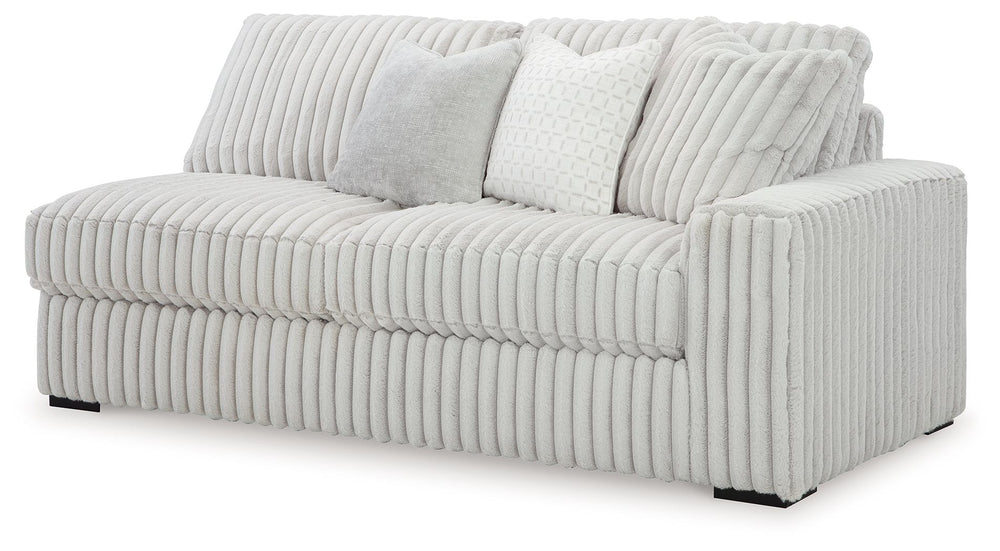 This right-arm facing sofa is made with polyester upholstery. Pairs with other items in the series to make a sectional.<br><br><b>Additional Dimensions</b><br><ul><li>Arm height: 27-"</li><li>Seat depth: 26-"</li><li>Seat height: 24-"</li><li>Top of cushi