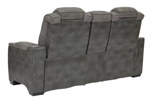 Next-Gen Durapella - Slate - Power Reclining Loveseat with Console/Adj Headrest
