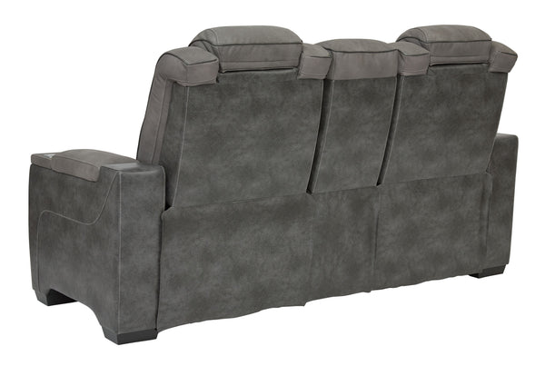 Next-Gen Durapella - Slate - Power Reclining Loveseat with Console/Adj Headrest