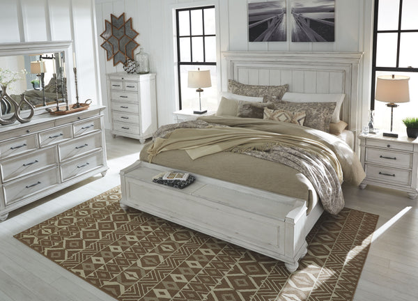  King Panel Bed with Storage Bench