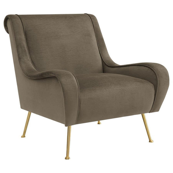 With a stylishly curvy silhouette, this accent chair offers an artisan approach to furnishings in your custom casual or semi-formal space. Embellish a living room or family room with a chic chair creating palette versatility and a romantic ambiance. Relax
