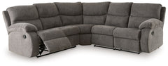 Cozy comfort is on the rise with this reclining sectional. So velvety soft, the trendy pewter-hued chenille upholstery is made for everyday indulgence. Overstuffed and stylishly wrapped, the sumptuous cushions and pillow top armrests display the comfortab