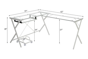 Dazenus - Desk - Clear Glass & White Finish