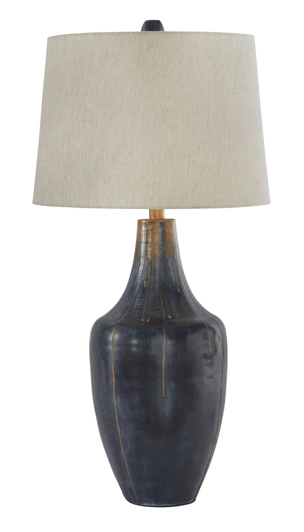 Dripping with pure artistry, this table lampâ€™s color palette flaunts chic panache wherever itâ€™s placed. Youâ€™ll love how the beautiful glow casts contemporary charm against the distressed metal for a captivating finish.<br><br><b>Additional Dimension
