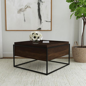  creating a balance of industrial style and rustic warmth. The expansive tray-top surface provides ample space for decorative pieces
