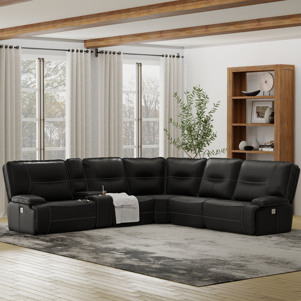 Spartacus - Black 6 Piece Modular Power Reclining Sectional with Power Adjustable Headrests