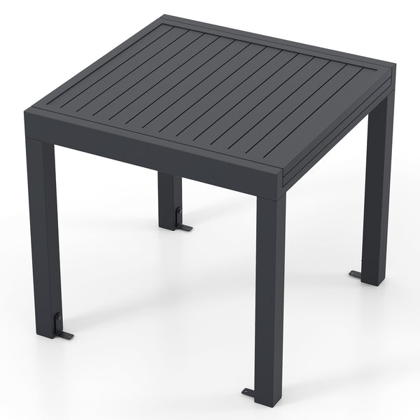Expandable design offers you 2 length options<br>Seats up to 4-6 for various gatherings<br>Crafted from heavy-duty  rustproof and lightweight aluminum<br>2.5" thick table legs enhance stability<br>Comes with 4 L-shaped metal brace & matching screws<br>Sla
