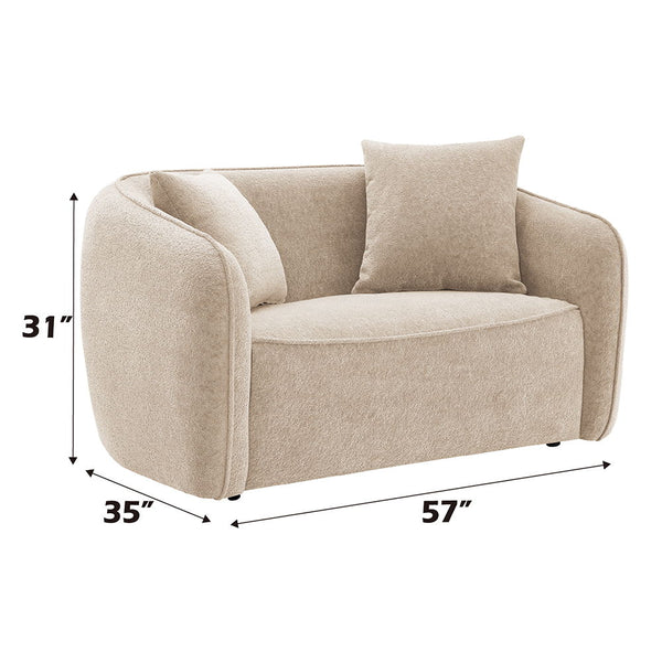 Keith - Loveseat With 2 Pillows - Beige Chenille