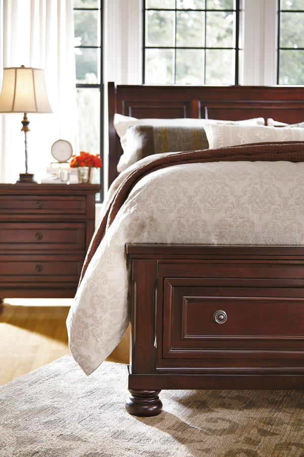  California King Sleigh Bed with 2 Storage Drawers