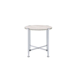 KD, Round End Table â€¢ NO Storage () â€¢ Wooden Top, Metal Frame Leg with X-Shape Support (Open Base) â€¢â€¢ CONSTRUCTION] Wooden Top: Paper Veneer+PB â€¢ Metal Leg/Frame & Crossbar Support: Metal Tube<br/><br/><b>Product Features</b><ul><li>Case: 1Pc/1C