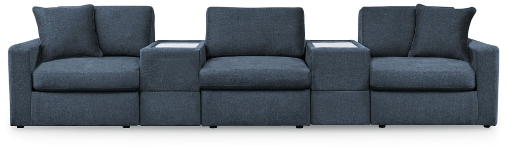 Looking cool and contemporary is great. But when it comes down to it, youâ€™re all about low-maintenance lounging. With the performance fabric on this sectional with console, cleaning spills is a breeze. Its customizable modular design caters to your ever