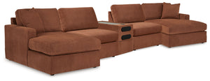 Looking cool and contemporary is great. But when it comes down to it, youâ€™re all about low-maintenance lounging. With the performance fabric on this sectional with audio console, cleaning spills is a breeze. Its customizable modular design caters to you