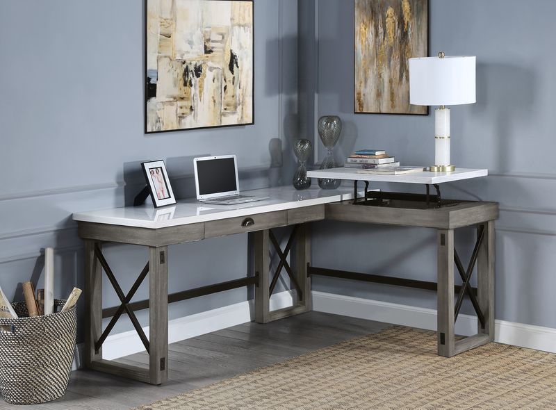 Talmar - Writing Desk - Marble Top & Weathered Gray Finish