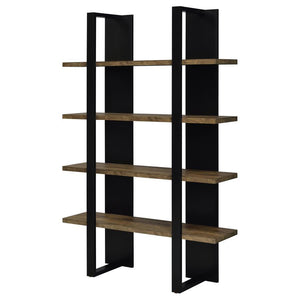 Danbrook - 4-Shelf Bookshelf - Black And Aged Walnut